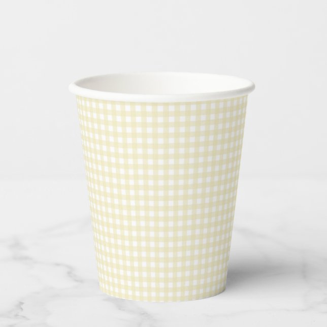 Faye and Lauren Pastel Yellow Gingham Paper Cups (Front)