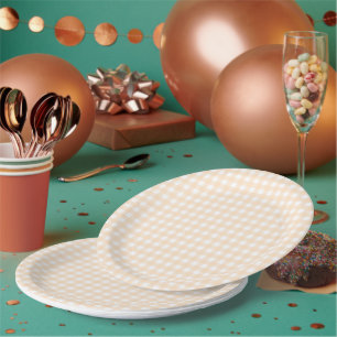 Faye and Lauren Peach Gingham Paper Plate