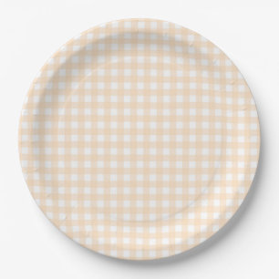 Faye and Lauren Peach Gingham Paper Plate