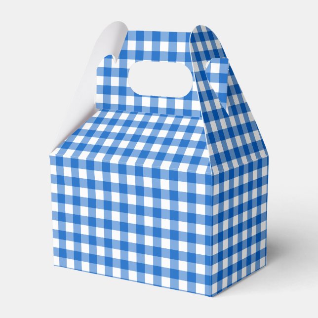 Faye and Lauren Sky Blue Gingham Favour Box (Front Side)
