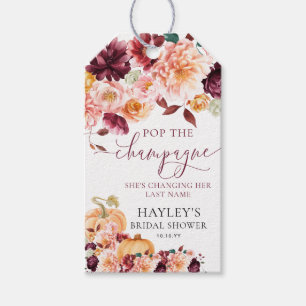 Faye Burgundy Fall Floral Pop The Champagne Gift Tags