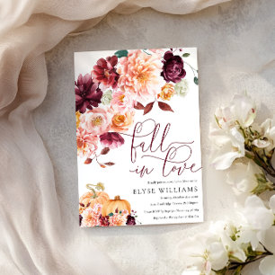 Faye Burgundy Fall In Love Autumn Baby Shower Invitation