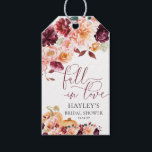 Faye Burgundy Fall In Love Autumn Bridal Shower Gift Tags<br><div class="desc">This bridal shower favour tags features an autumn burgundy floral design. The script heading is an image that cannot be edited. All of the other text is fully editable. For more advanced customisation of this design,  simply select the "Customise It" button above.</div>