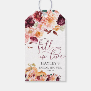 Faye Burgundy Fall In Love Autumn Bridal Shower Gift Tags