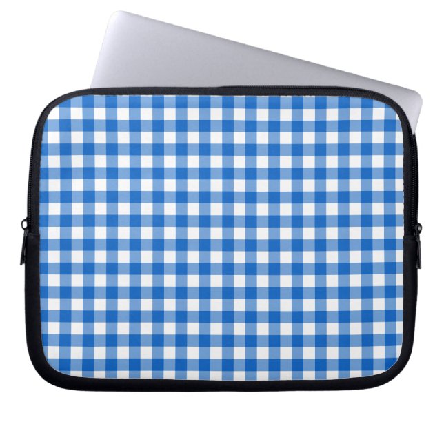 Faye & Lauren Blue Gingham Laptop Sleeve (Front)