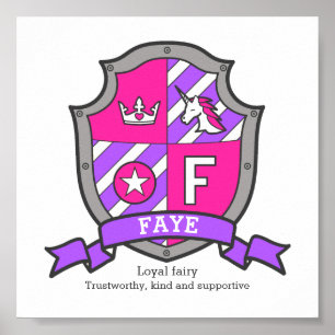 Faye name meaning unicorn princess letter F Poster