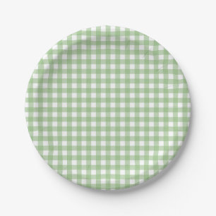 FayeandLauren Green Classic Buffalo Plaid Pattern Paper Plate