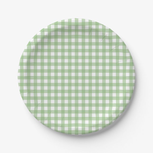 FayeandLauren Green Classic Buffalo Plaid Pattern Paper Plate (Front)