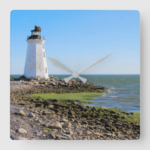 Fayerweather Island Lighthouse, Connecticut Square Wall Clock