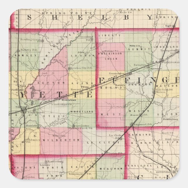Fayette, Effingham, Marion, counties Square Sticker (Front)