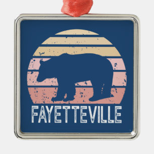 Fayetteville Arkansas Retro Bear Metal Ornament