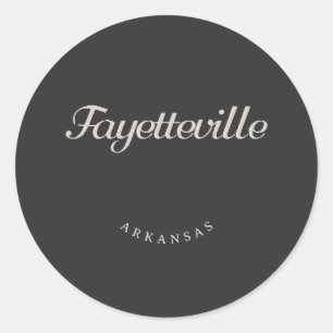 Fayetteville Arkansas White Font Classic Round Sticker