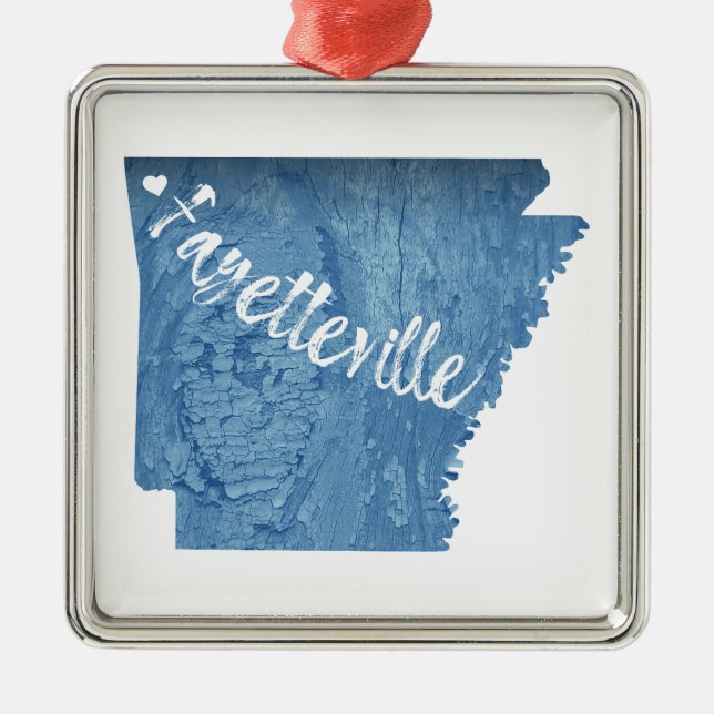 Fayetteville Arkansas Wood Grain Metal Ornament (Front)