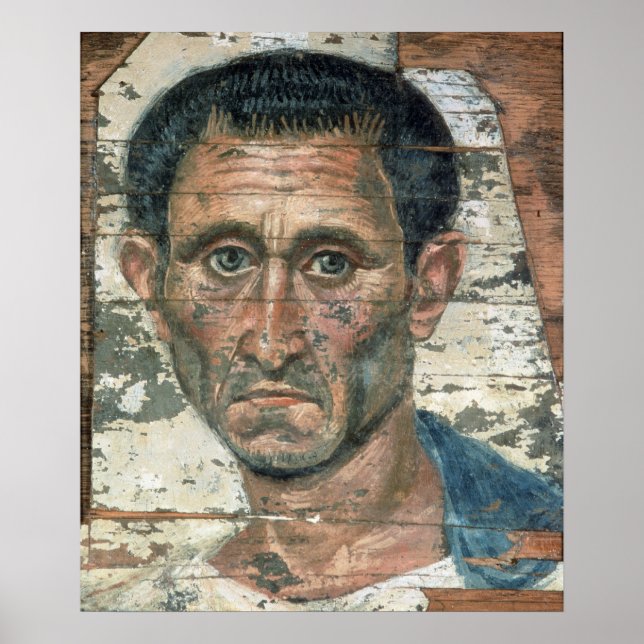 Fayum portrait of a man in a blue cloak, poster (Front)