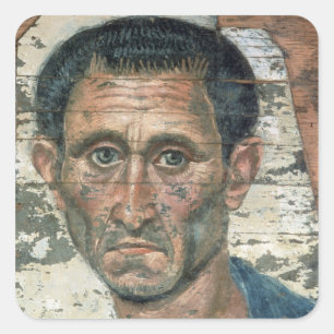 Fayum portrait of a man in a blue cloak, square sticker