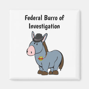 FBI Federal Burro of Investigation Donkey Cartoon Magnet