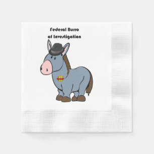 FBI Federal Burro of Investigation Donkey Cartoon Napkin