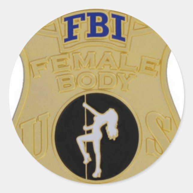 fbi female body inspector classic round sticker (Front)