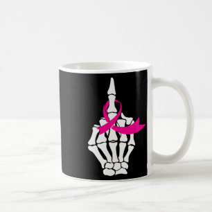 Fck Breast Cancer Middle Finger Pink Ribbon Awaren Coffee Mug