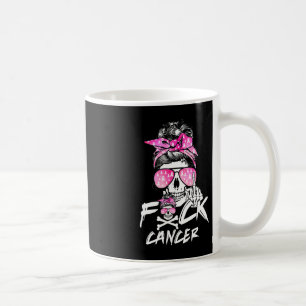 Fck Breast Cancer Women Warrior Pink Ribbon Messy Coffee Mug