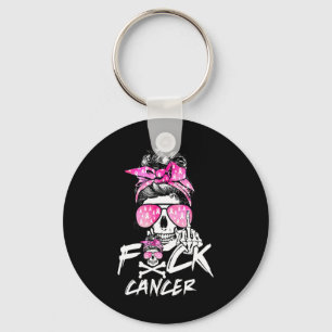 Fck Breast Cancer Women Warrior Pink Ribbon Messy Key Ring