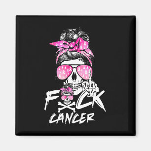 Fck Breast Cancer Women Warrior Pink Ribbon Messy  Magnet