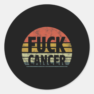 Fck Cancer Breast Cancer Awareness Gift Retro Dist Classic Round Sticker