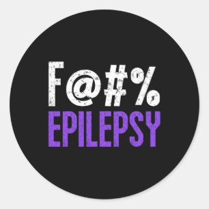 Fck Epilepsy Awareness Month Purple Ribbon Fighter Classic Round Sticker