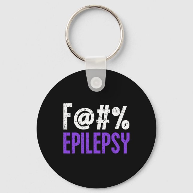 Fck Epilepsy Awareness Month Purple Ribbon Fighter Key Ring (Front)