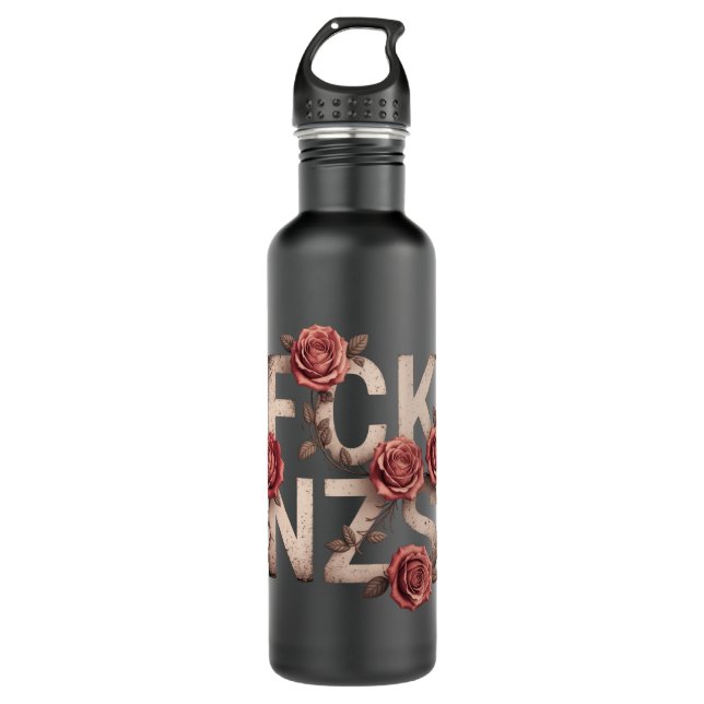 FCK NZS Flowery Against Right No Nazis Lgbtq+  710 Ml Water Bottle (Front)