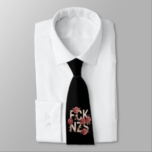 FCK NZS Flowery Against Right No Nazis Lgbtq+  Tie
