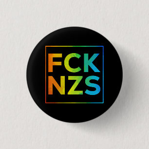 Fck NZS mit Rahmen Regenbogen auf schwarz 3 Cm Round Badge