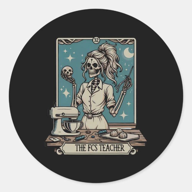 Fcs Teacher Skeleton Halloween Family And Consumer Classic Round Sticker (Front)