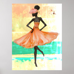 *~* FD2 28 Pink Flamingo Tropical Black Woman  Poster