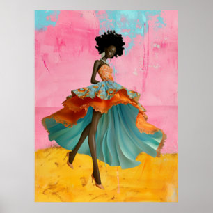 *~* FD2 39 Tropical GODDESS Black Woman Vibrant  Poster