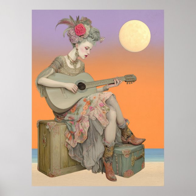 ^~* FD2 Bohemian Boho Woman Guitar 2 Poster (Front)