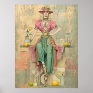 ^~* FD2 Boho 39 Woman Drink Flower Hippie Poster