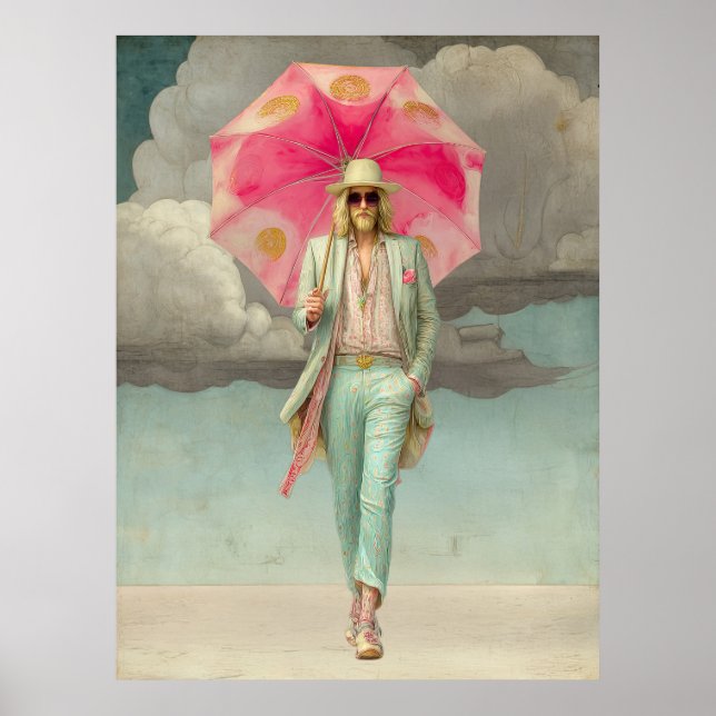 FD2  Eclectic Colourful Boho MAN Umbrella 14 Poster (Front)