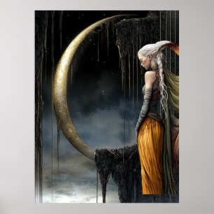 FD2 Enchanted Crescent Moon Goddess  30  Poster