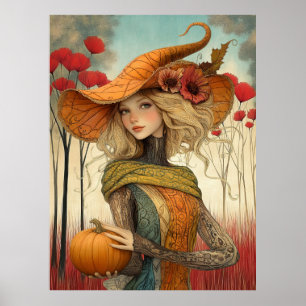 *~* FD2  Fall  Girl Autumn Retro PUMPKIN  8 Poster