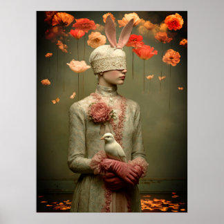 *~* FD2 Woman 7 Surreal Floral White Dove Poster