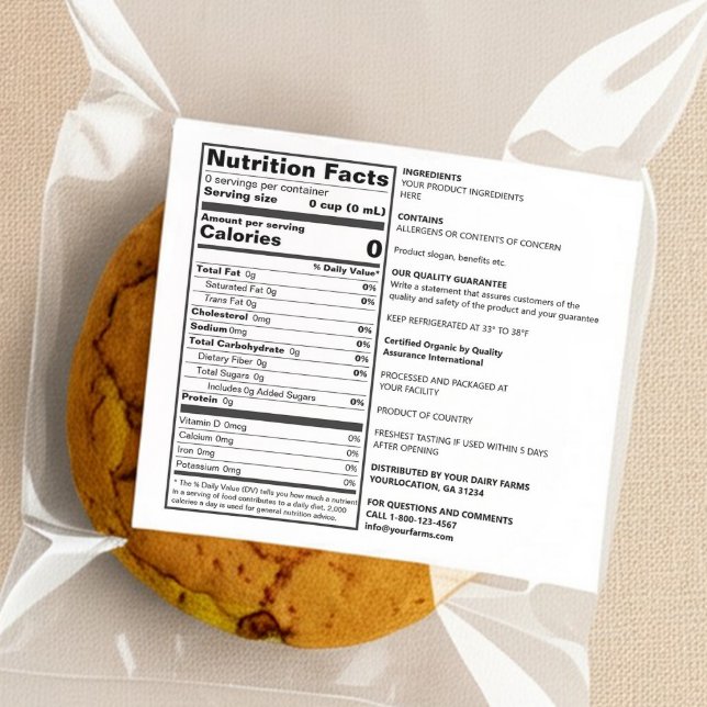 FDA Compliant Blank Custom Nutrition Food Label (Creator Uploaded)