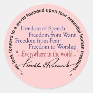 FDR Four Freedoms Tribute Classic Round Sticker