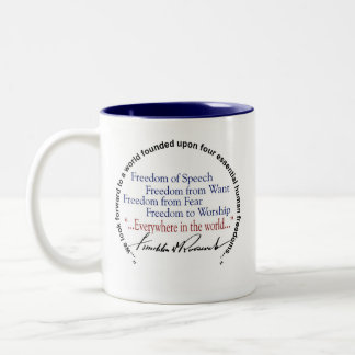 FDR Franklin D Roosevelt Four Freedoms Two-Tone Coffee Mug