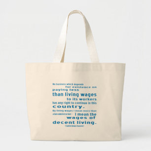 FDR on Wages Large Tote Bag