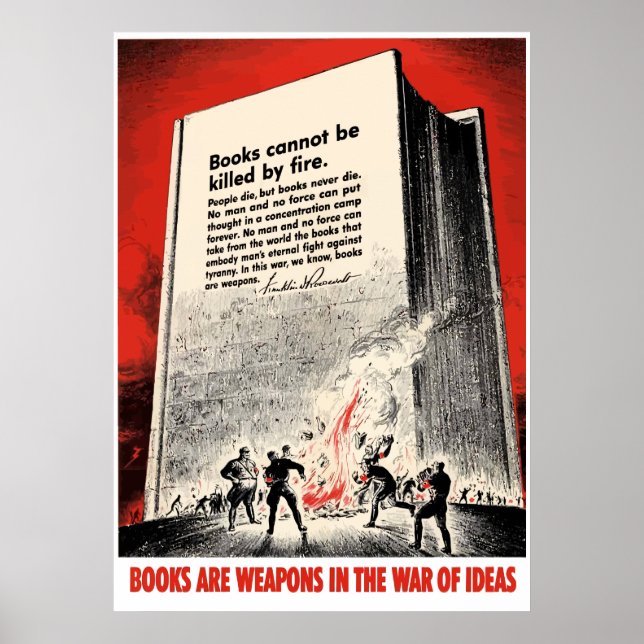 FDR Quote On Book Burning -- Border Poster (Front)