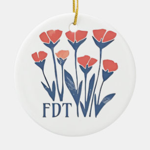 FDT Floral Wreath Subtle Feminine Boho Anti-Trump Ceramic Ornament