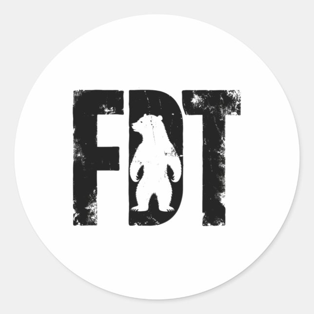 Fdt Grunge Distressed Typography Design Sticker  (Front)