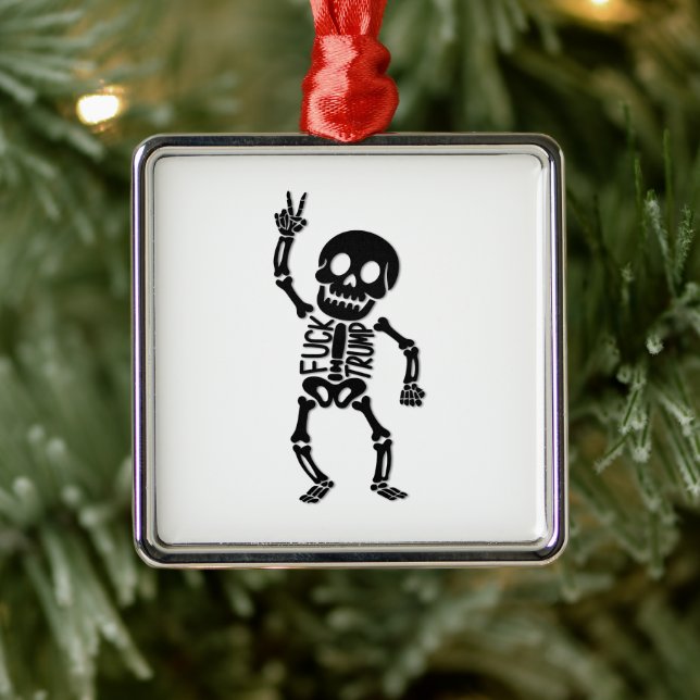 FDT Trump Funny Anti Trump Skeleton Metal Ornament (Tree)