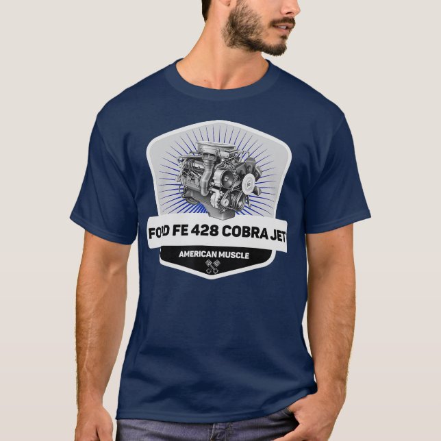 FE 428 Cobra Jet Muscle Car Legend Engine Retro T-Shirt (Front)